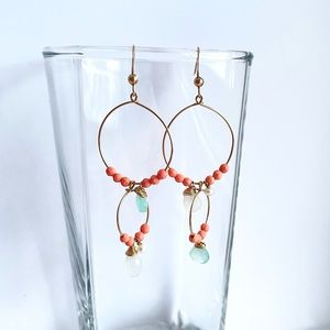 Handmade Hawaiian Stone Earrings - Coral